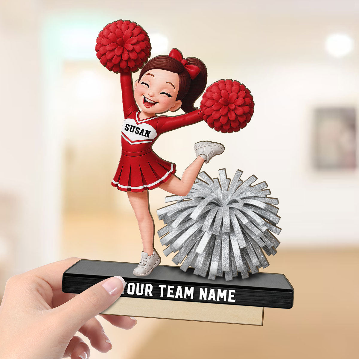Proud Cheerleader - Personalized 2-Layered Wooden Plaque - Gift For Cheerleaders