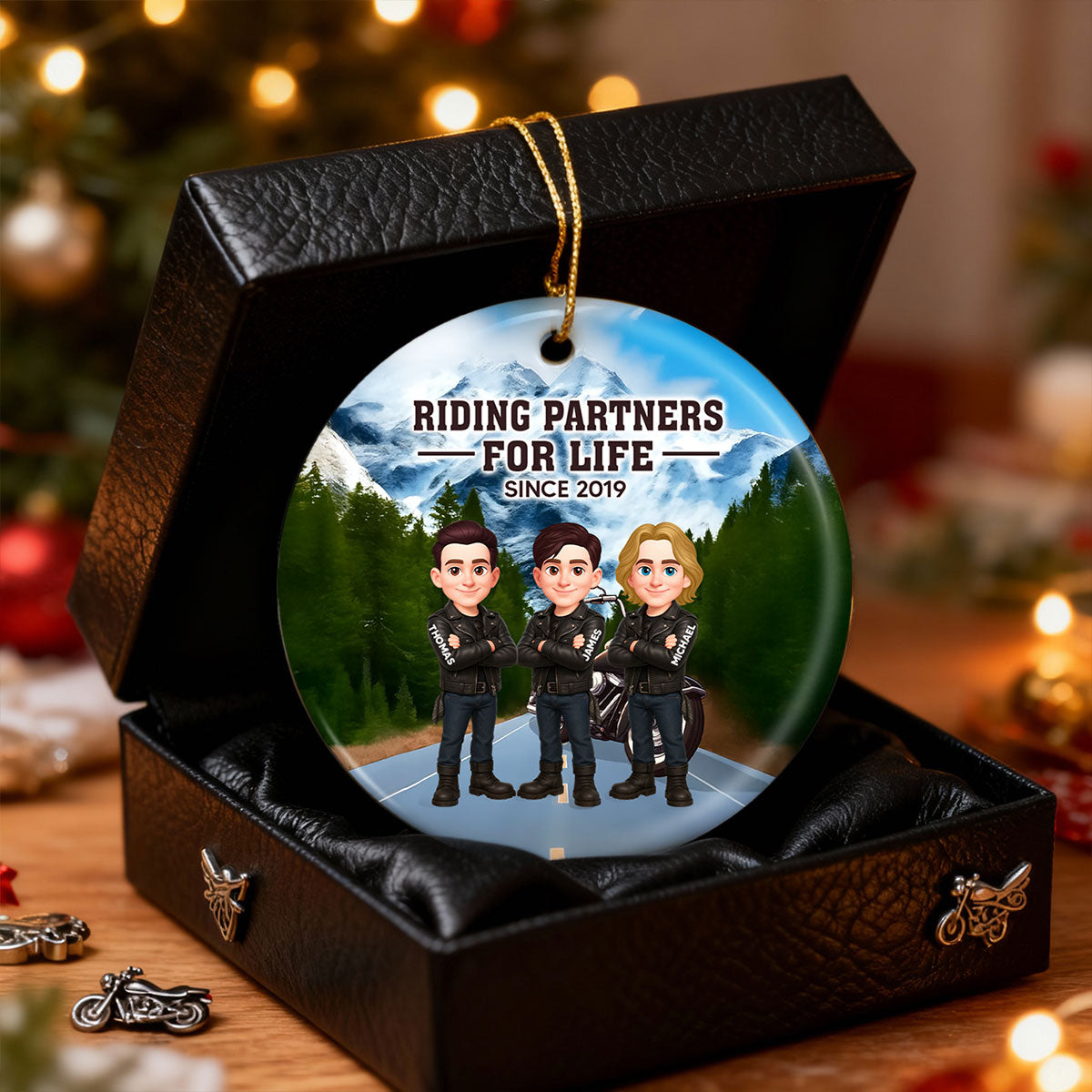 Bikers Riding Partners For Life Christmas - Personalized Ceramic Ornament - Gift For Bikers, Gift For Bikers