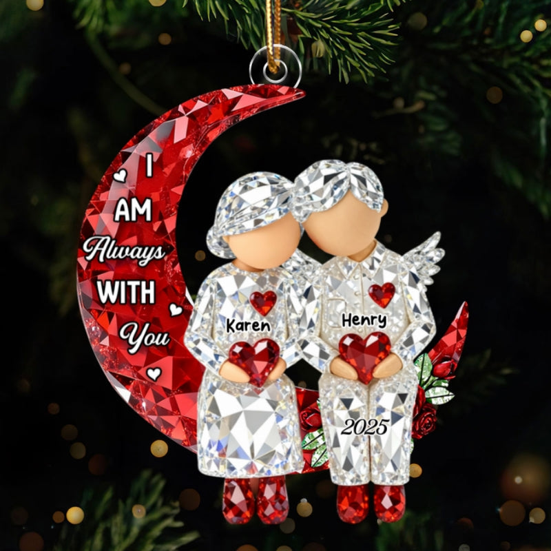 3D Crystal Effect Memorial Moon Keepsake - Personalized Acrylic Ornament - Sympathy Gift for Loved Ones