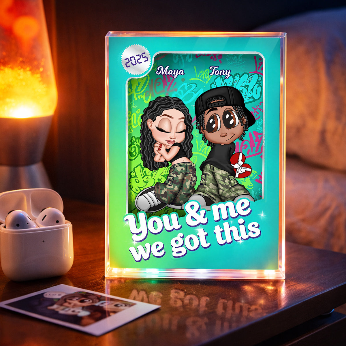 Y2K Couple Action Figure - Personalized Acrylic Block Plaque - Valentine's Day Gift for him, for her