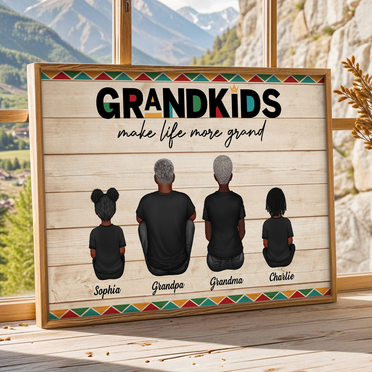 Tribal Pattern Grandkids Make Life Grand - Personalized Poster - Gift For National Grandparents Day