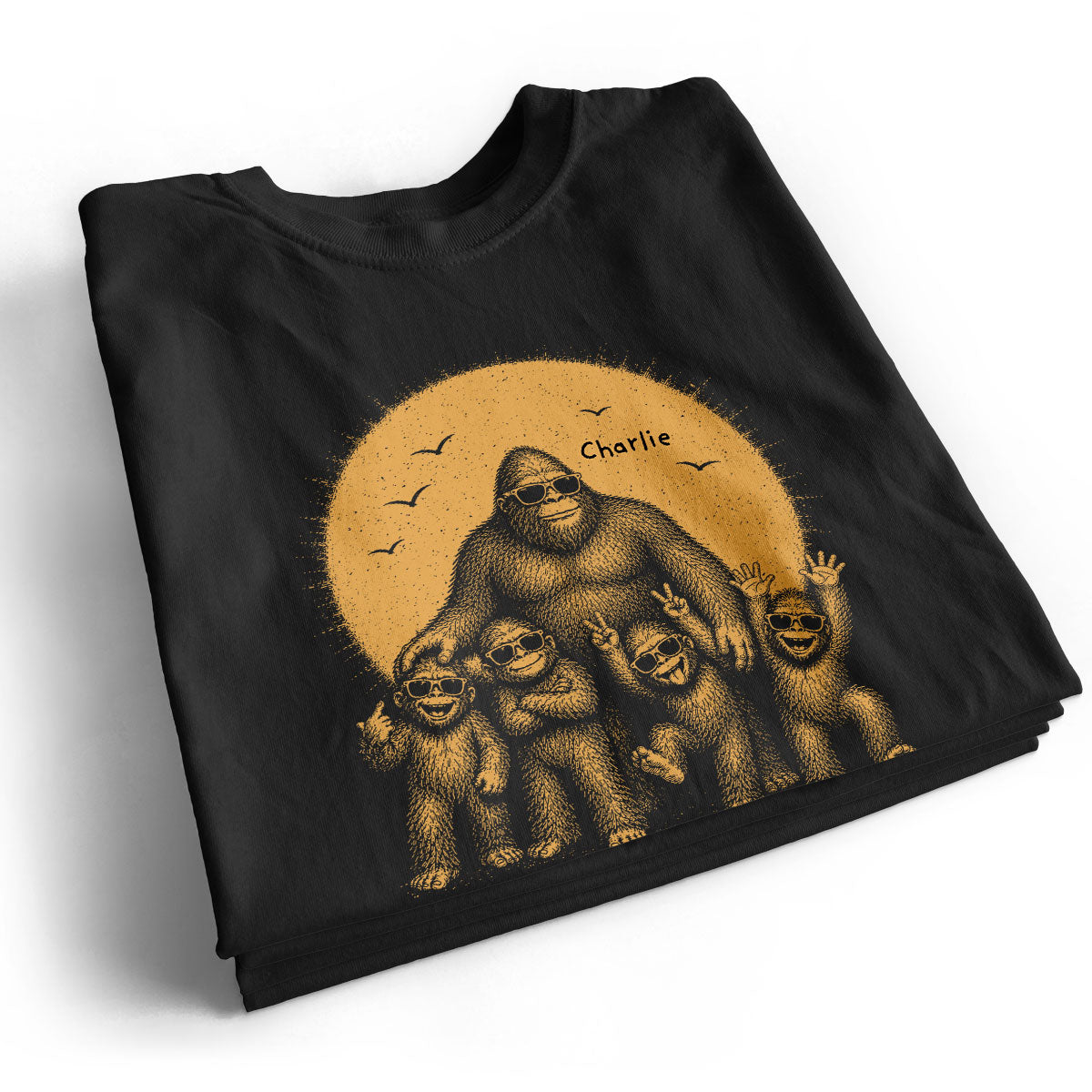 Retro Yellow Vintage Dad Grandpa Papasquatch - Personalized Shirt - Funny Father's Day Gift For Dad, Grandpa Husband