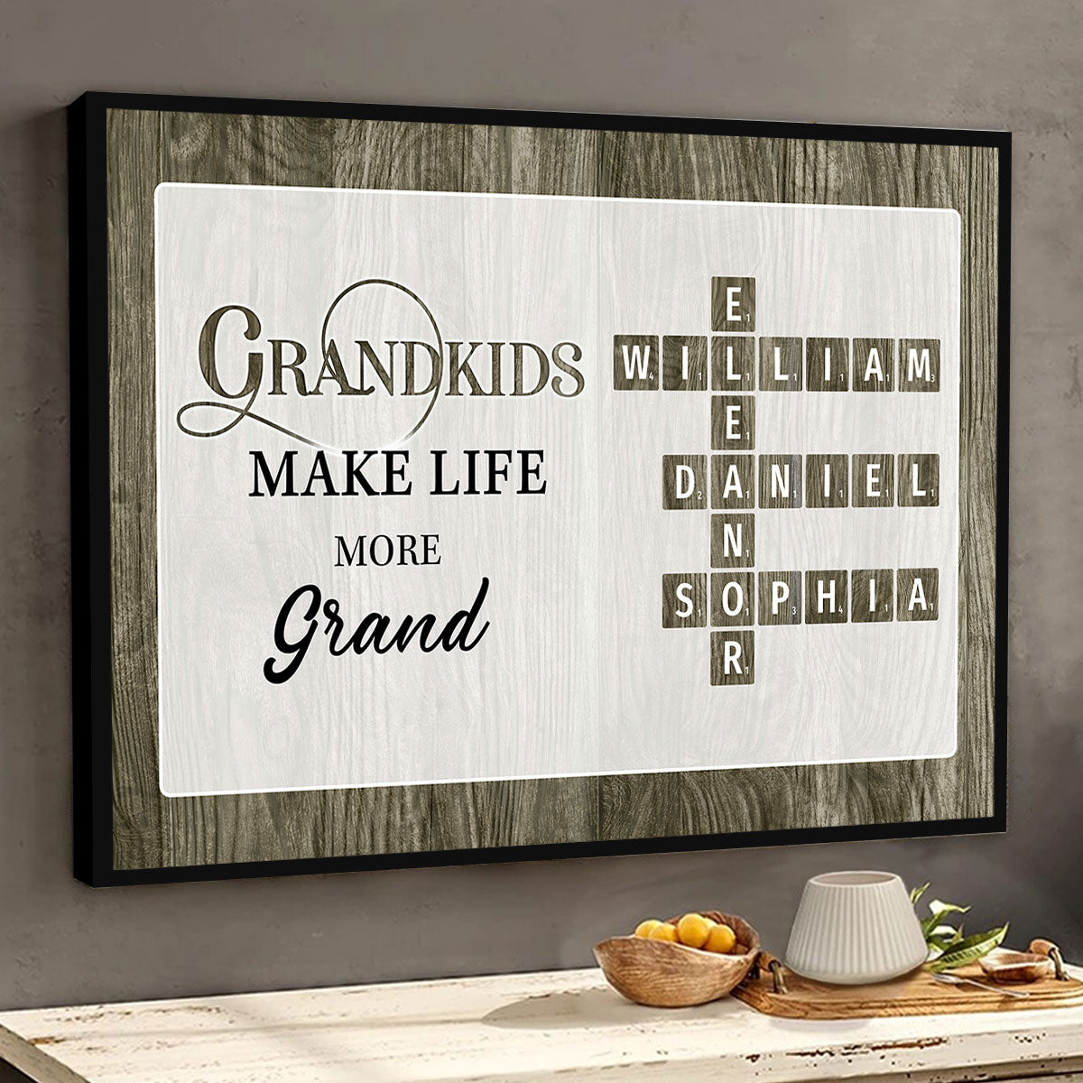 Grandkids Make Life More Grand Crossword Puzzle Art, Personalized Poster