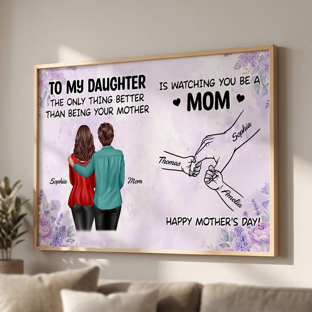To My Daughter Watching You Be A Mom Flower Floral Purple Tone - Personalized Poster - Mother's Day Gift