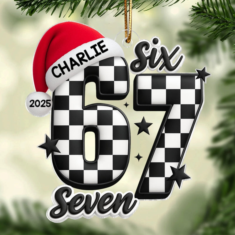 Six Seven Checkered - Personalized Acrylic Ornament - Christmas Gift for Kid, Grandkids