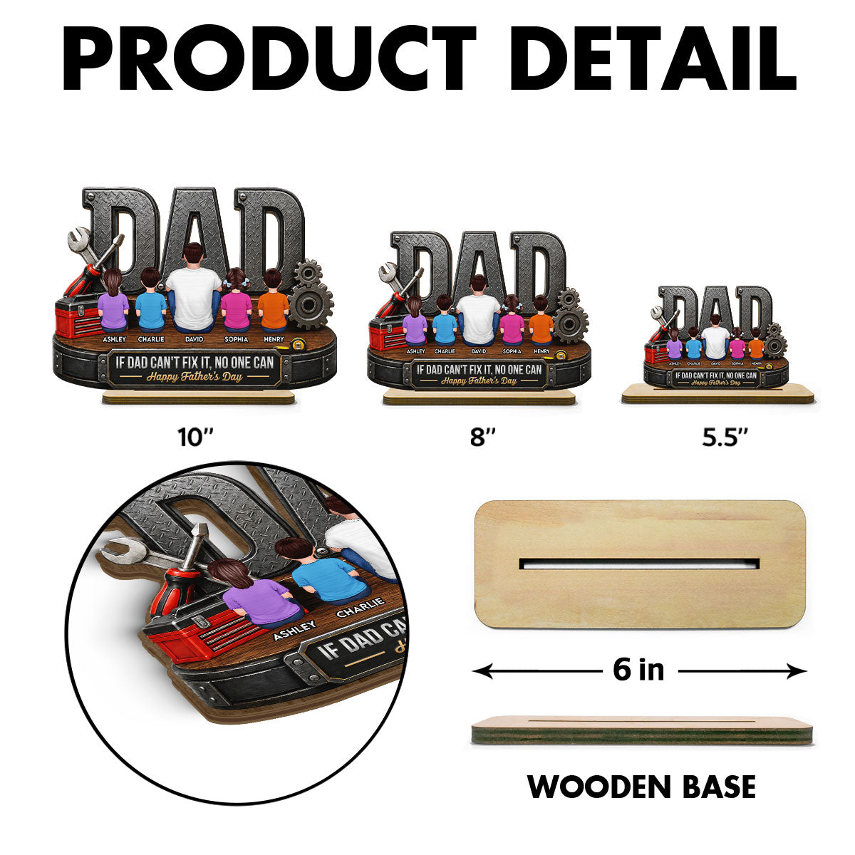 If Dad Can't Fix It No One Can - Personalized 2-Layered Wooden Plaque -  Gift For Dad, Husband, DIY Dad, Handyman