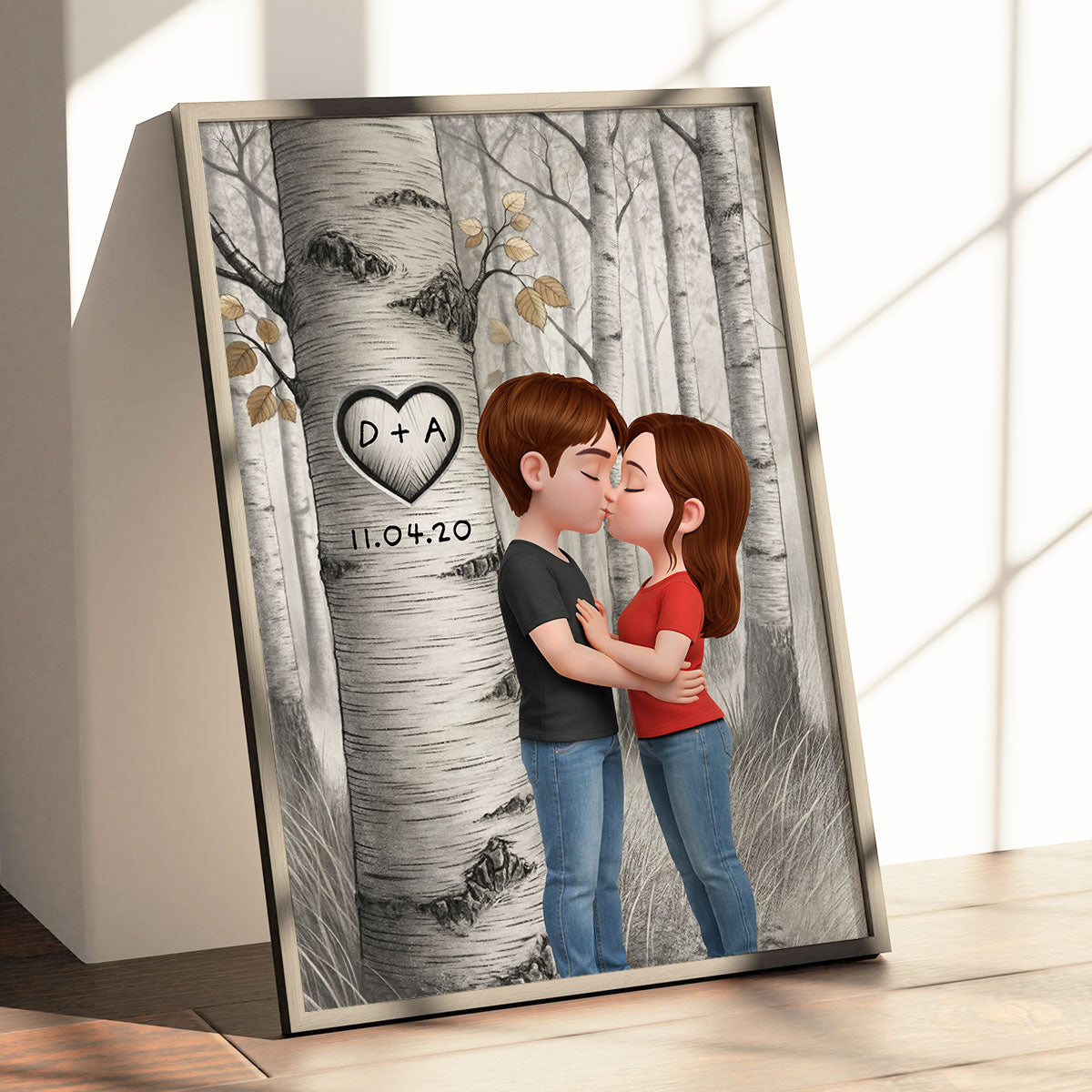 Love Tree Romantic Couple - Personalized Poster - Anniversary, Valentine's Day Gift, Gift For Him, Gift For Her