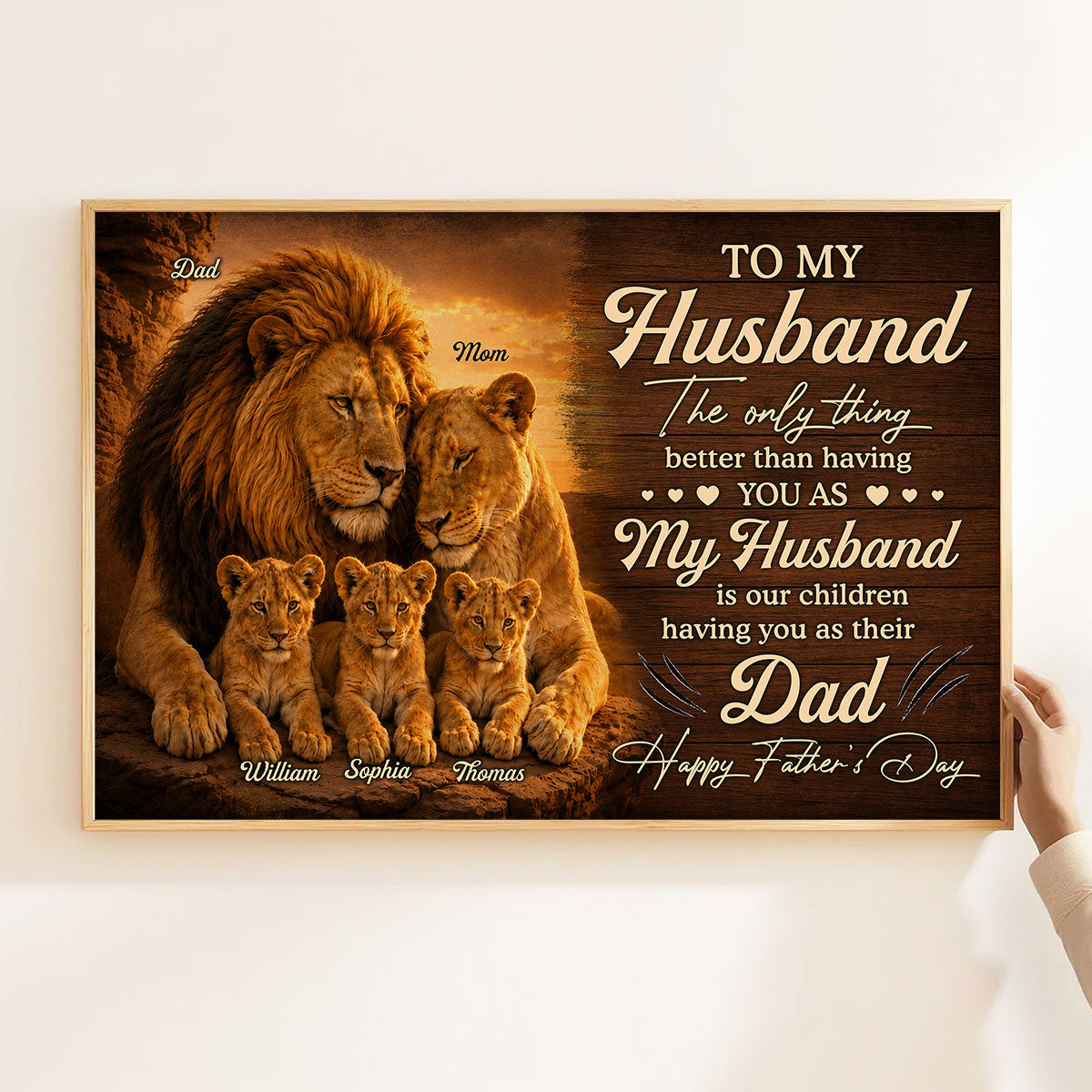 Lion Family The Only Thing - Personalized Poster - Father's Day Gift For Husband, Dad