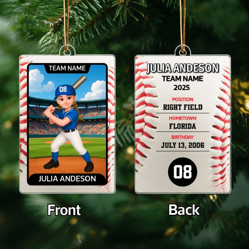 Baseball Card - Personalized Acrylic Ornament - Christmas Gift for Sons, Grandson, Daughter, Granddaughter