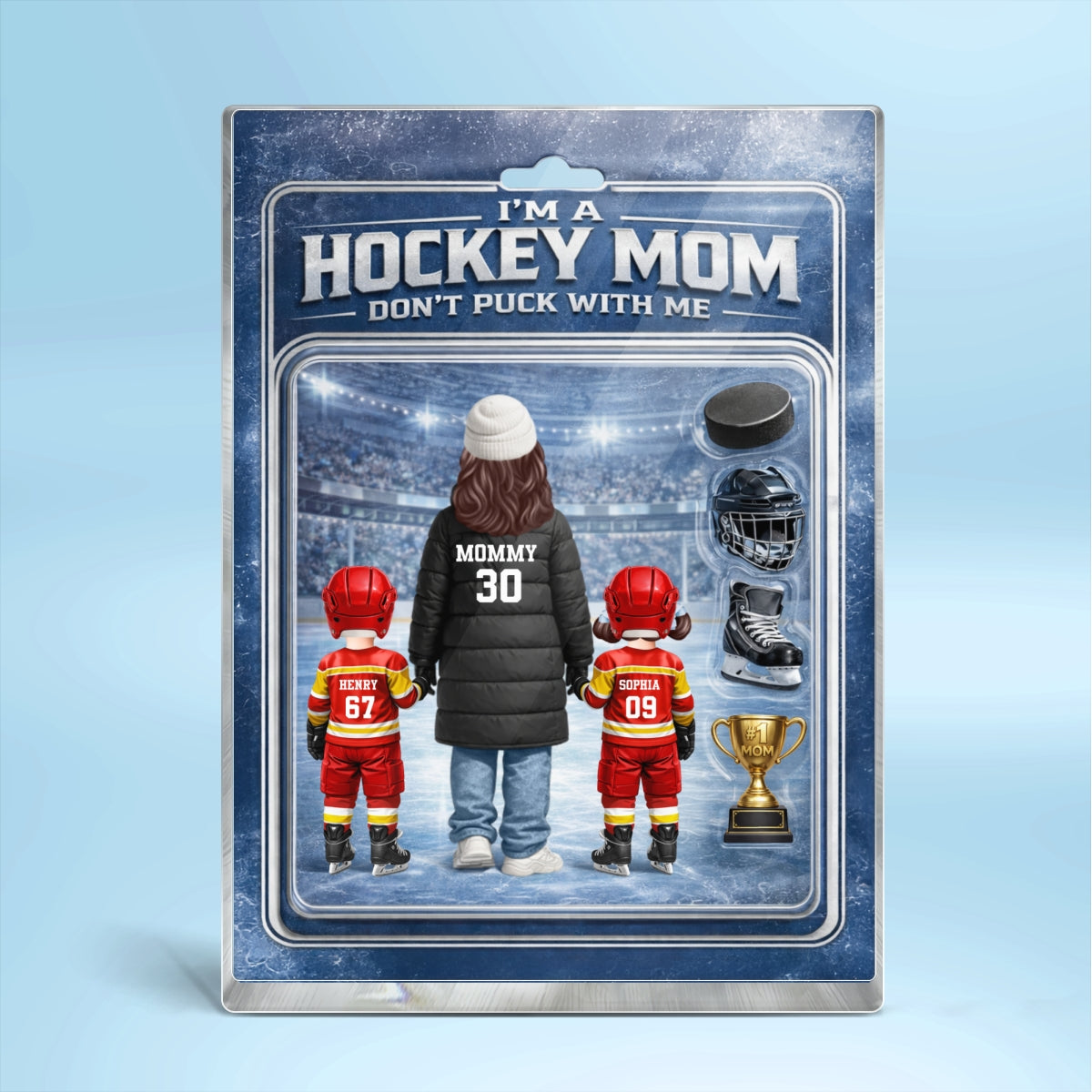 I'm A Hockey Mom Don't Puck With Me Action Figure - Personalized Acrylic Block Plaque - Gift For Hockey Mom