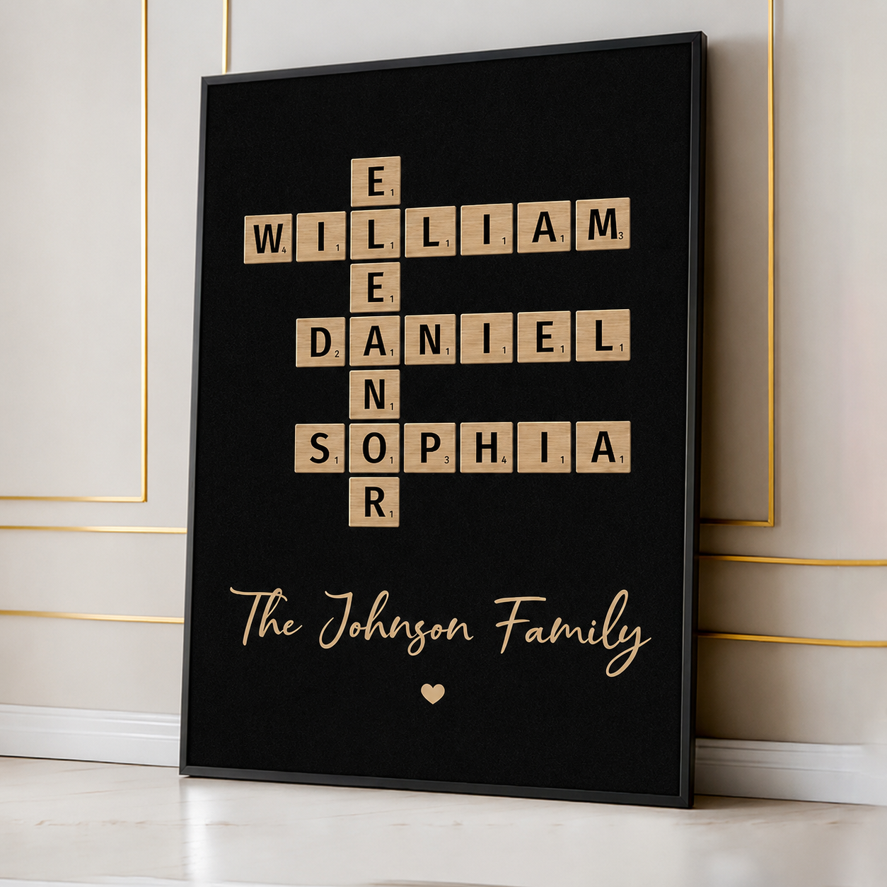 Family Crossword Art - Created In A Moment, Treasured Forever - Personalized Poster