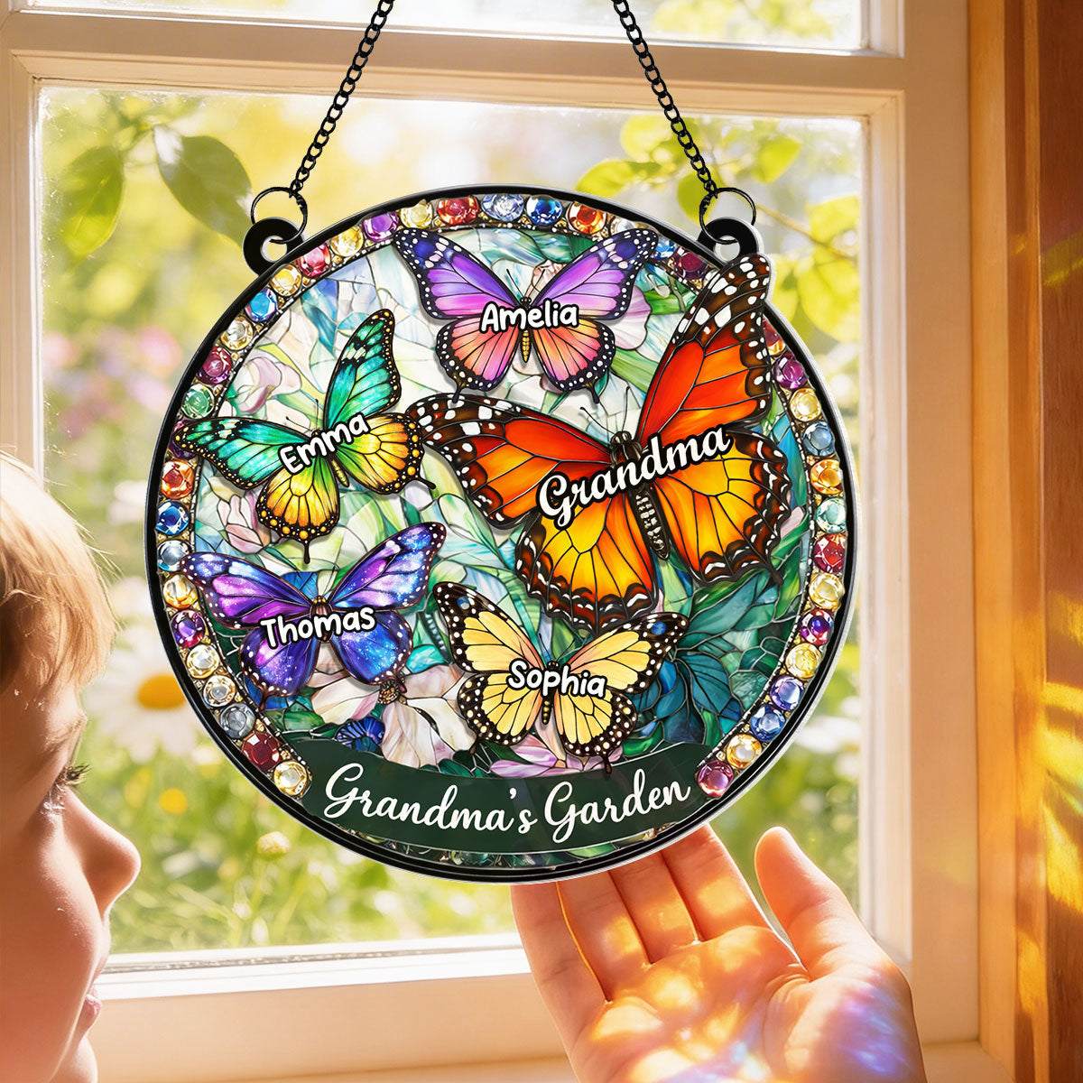 Grandma's Garden Butterflies - Personalized Suncatcher - Heartfelt Mother's Day Gift for Grandma, Mom