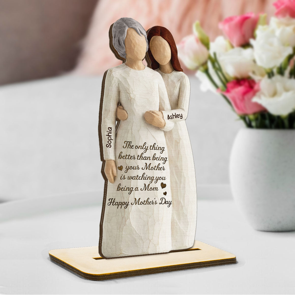 Daughter Watching You Be A Mom 2D Flat - Personalized 2-Layered Wooden Plaque - Mother's Day Gift For Daughter From Mom