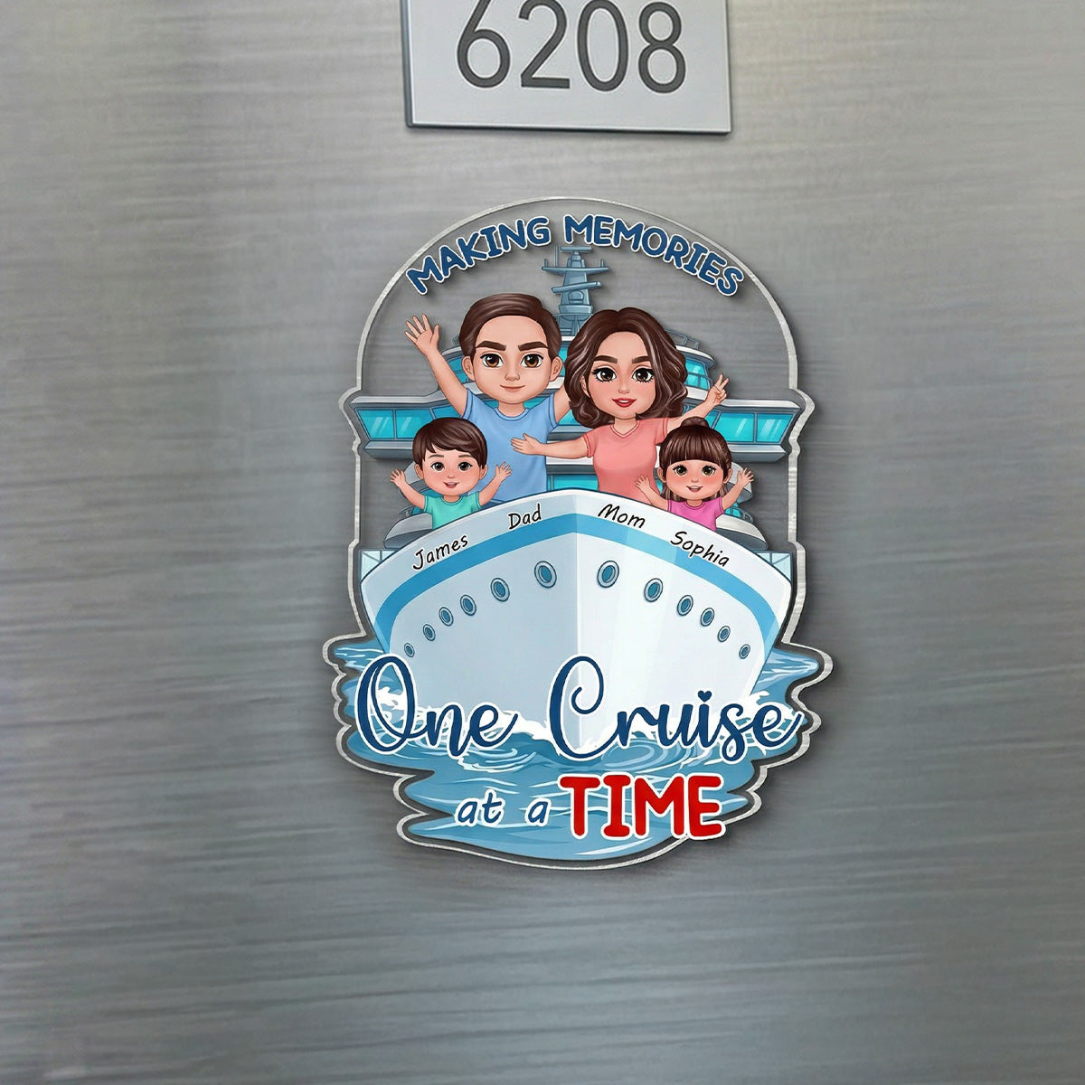 Making Memories One Cruise At A Time Happy Family - Personalized Cruise Ship Door Magnet - Family Cruise Trip Keepsake