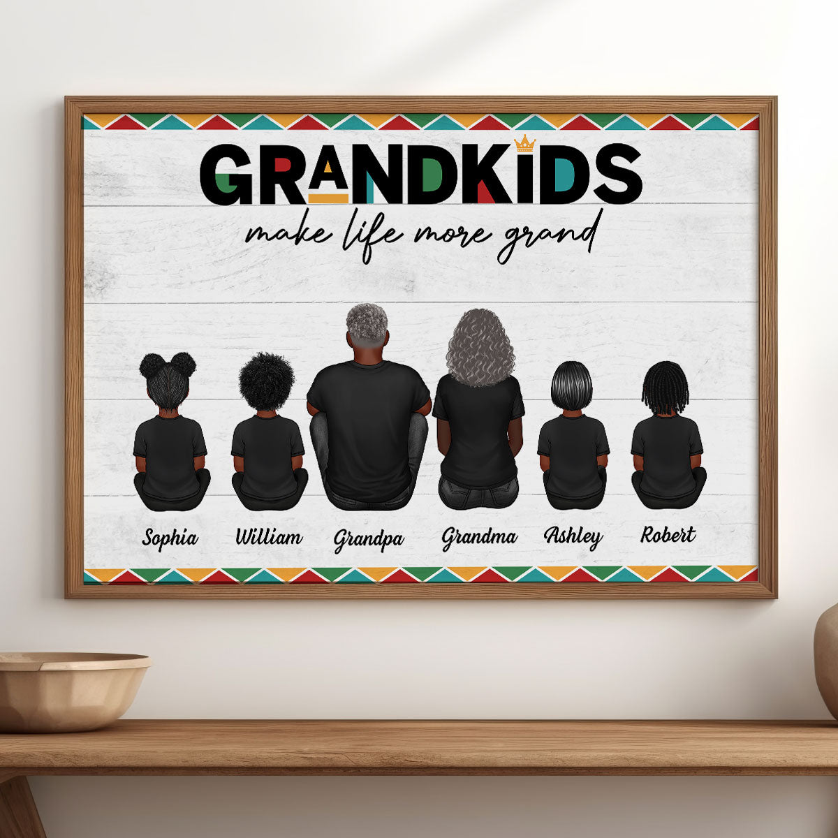 Tribal Pattern Grandkids Make Life Grand - Personalized Poster - Gift For National Grandparents Day