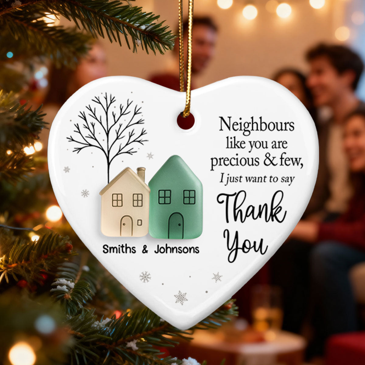 Thank You Neighbors 3D Effect Sea Glass Appreciation Gift - Personalized Ceramic Ornament With Acrylic