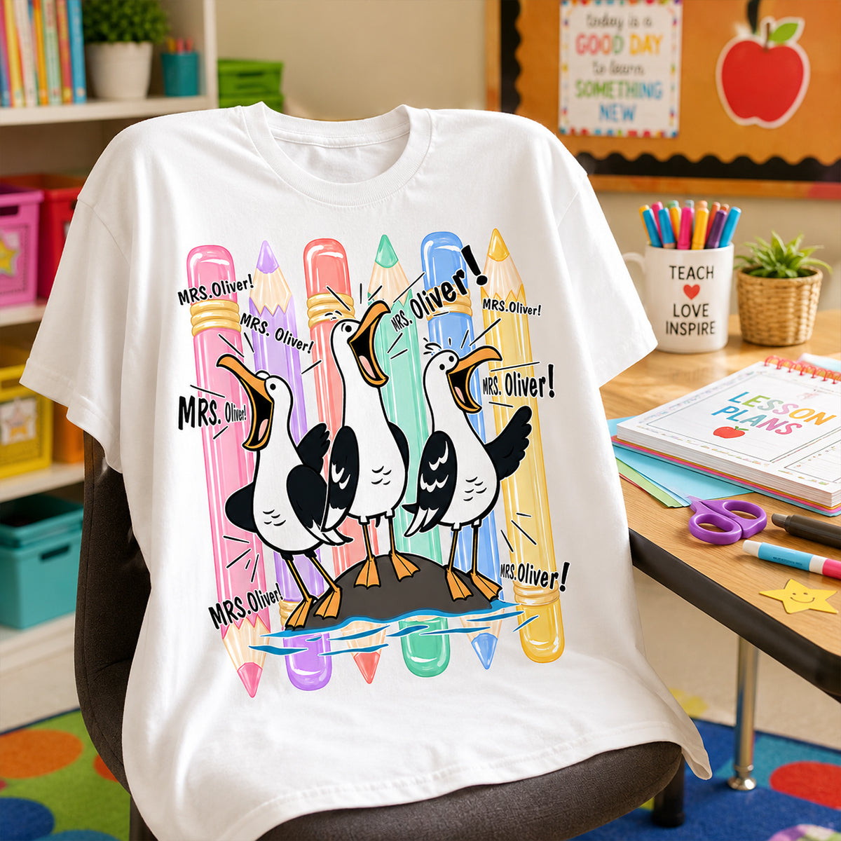 Funny Seagull Teacher - Personalized Shirt - Back to School Shirt for Teachers