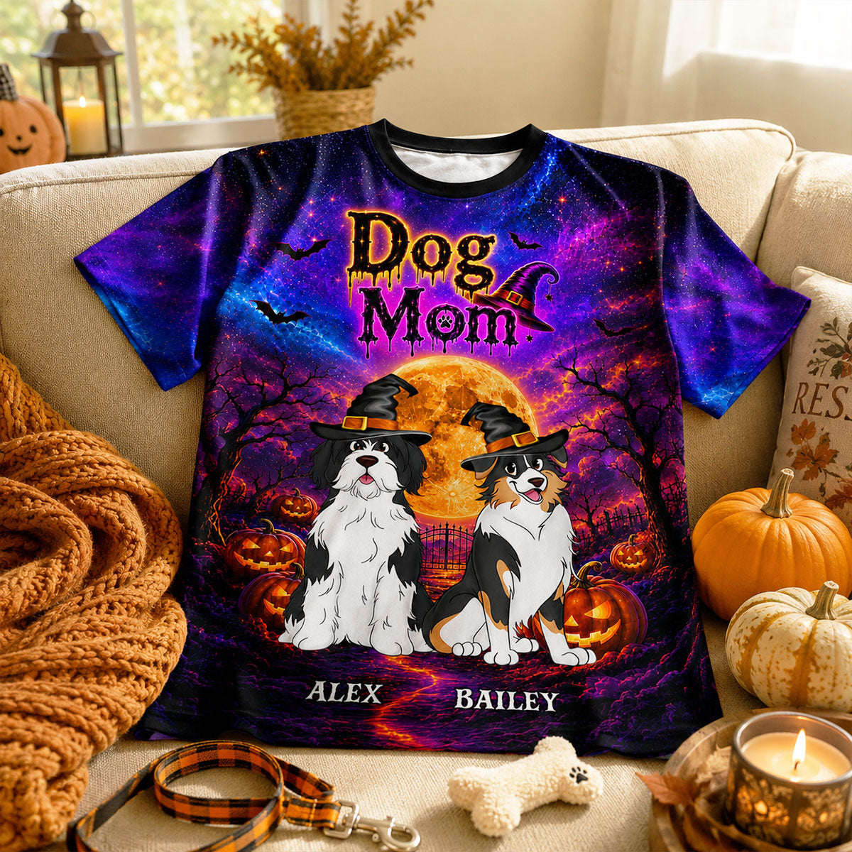Galaxy Halloween Dog Mom - Personalized Shirt - Halloween Gift For Dog Lovers