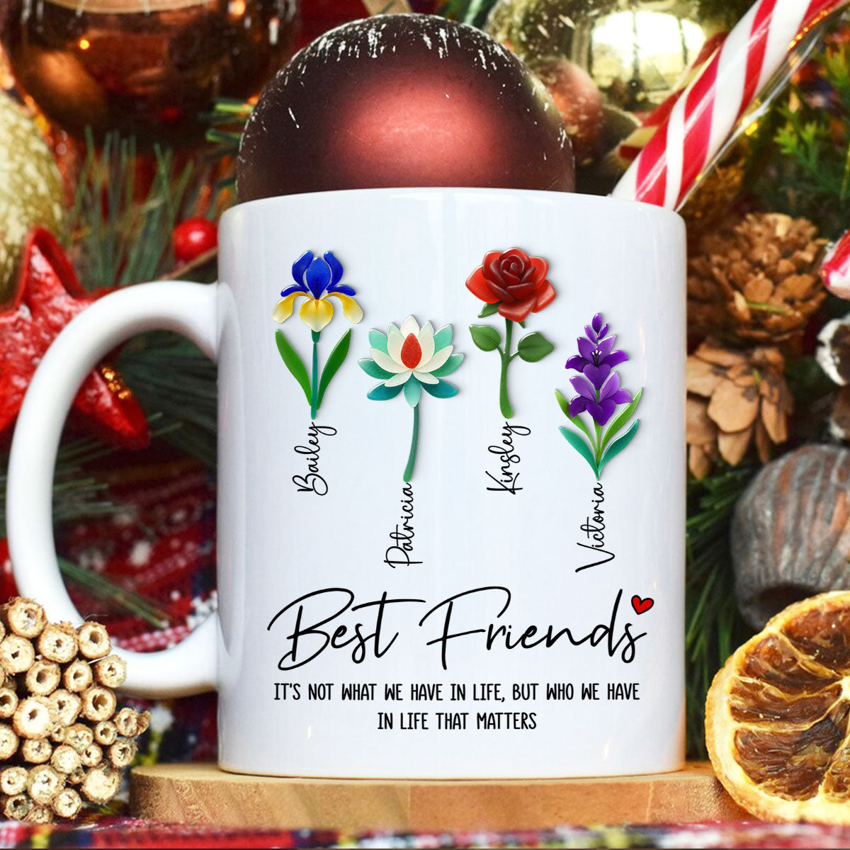 It's Who We Have in Life that Matters, Custom Birth Month Flower - Personalized Mug - Christmas Gift for Best Friends