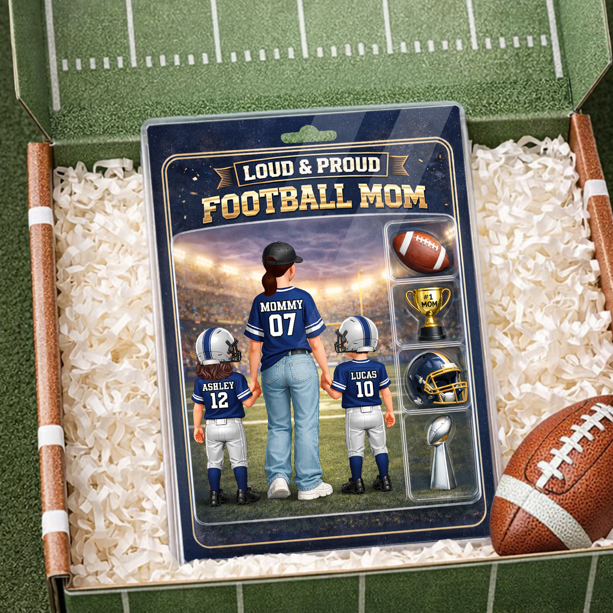 Loud & Proud Football Mom Action Figure - Personalized Acrylic Block Plaque - Mother's Day Gift, Gift For Football Mom