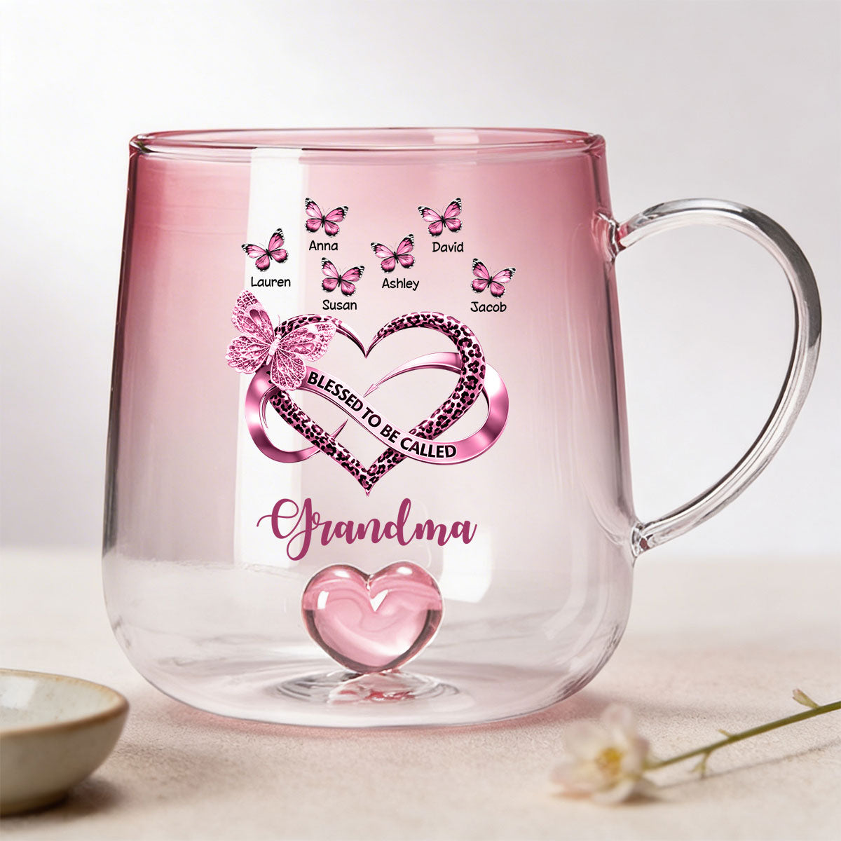 Blessed To Be Called Grandma - Personalized Glass Mug - Heartfelt Mother's Day Gift for Mom, Grandma, Wife