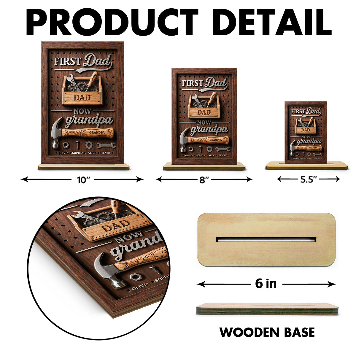 First Dad Now Grandpa Tool Box - Personalized 2-Layered Wooden Plaque - Heartfelt Gift For Dad, Grandpa, Husband
