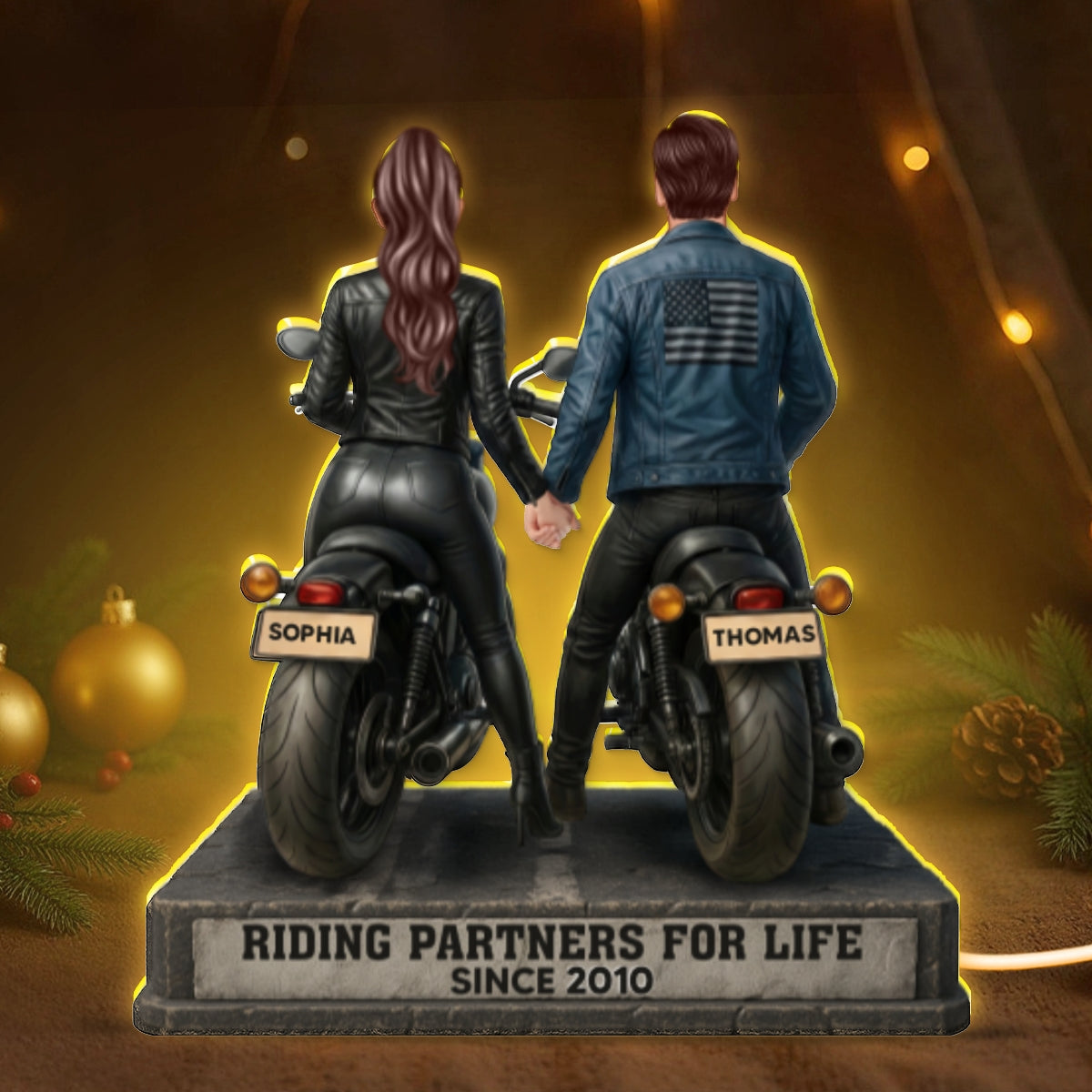 Biker Couple Riding Partners for Life - Personalized Light Box - Sentimental Gift for her, for him