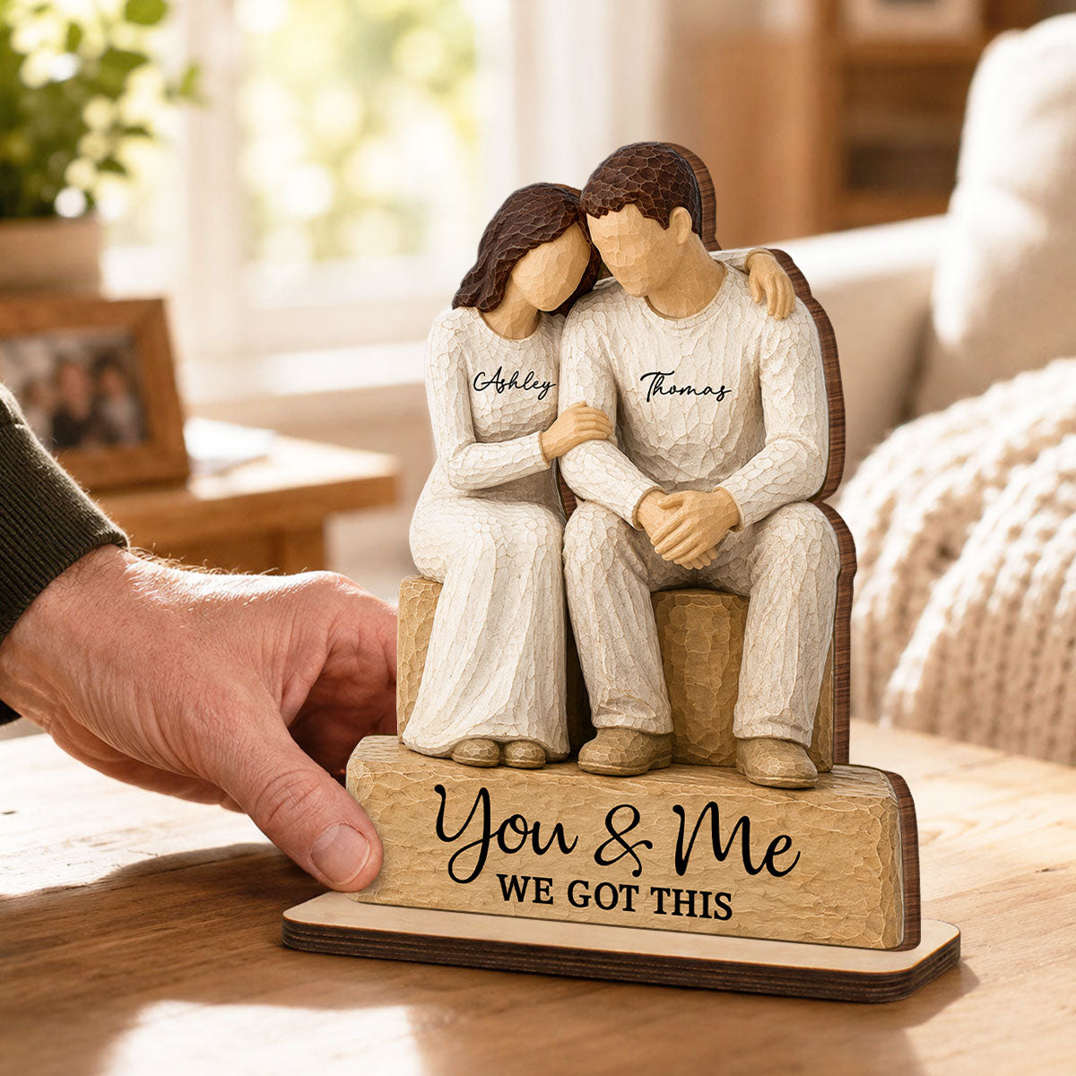 Rustic Sentimental Couple Forever Together - Personalized 2-Layered Wooden Plaque - Anniversary Gift For Couple