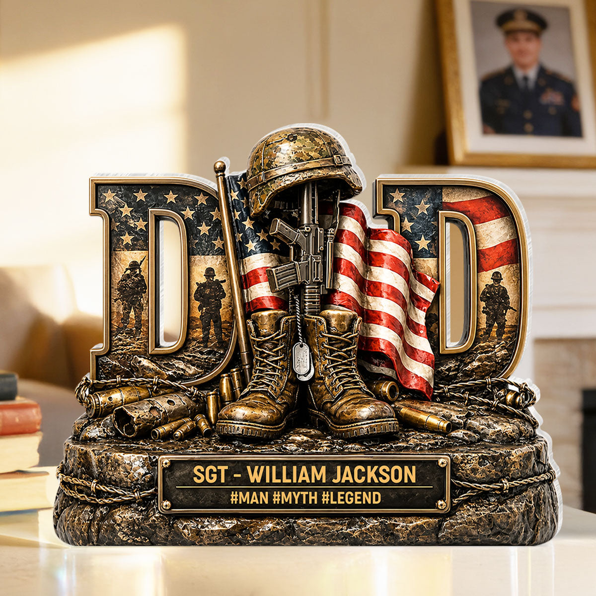 Proud American Veteran Dad - Acrylic Block Plaque -  Gift For Dad, Husband