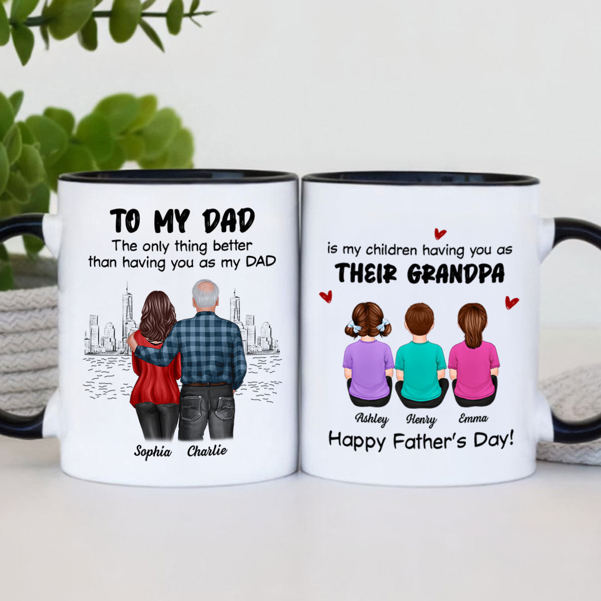 To Dad My Children Having You As Their Grandpa Back View Family Personalized Mug, Gift For Dad