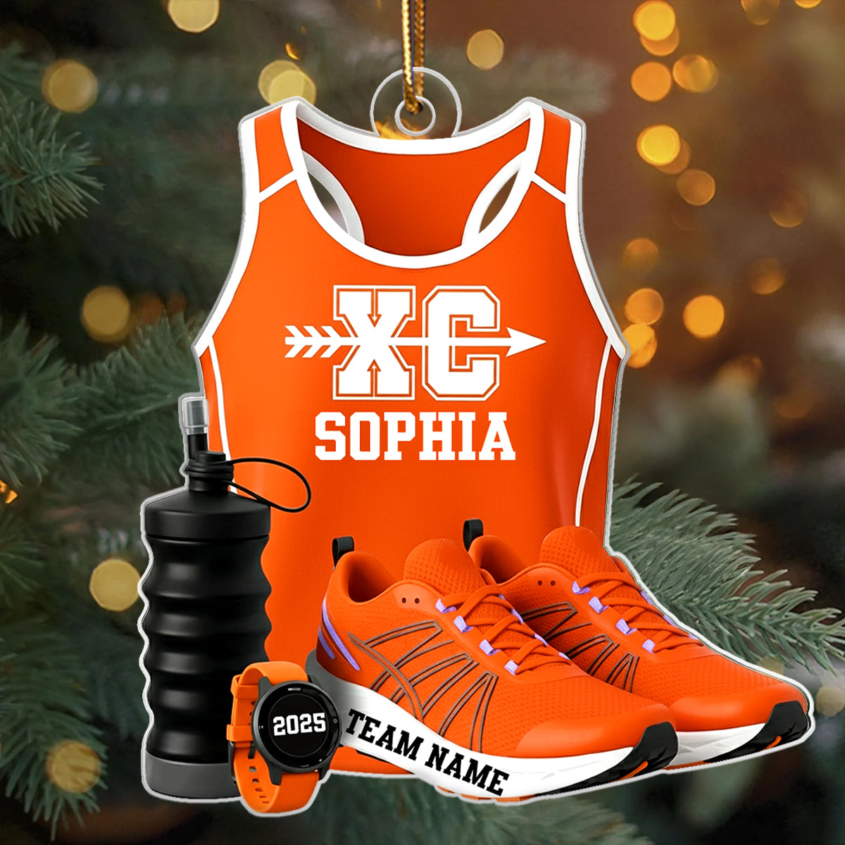 3D Effect Cross Country Runner - Personalized Acrylic Ornament - Unique Christmas Gift For Son, Daughter, Grandson, Granddaughter
