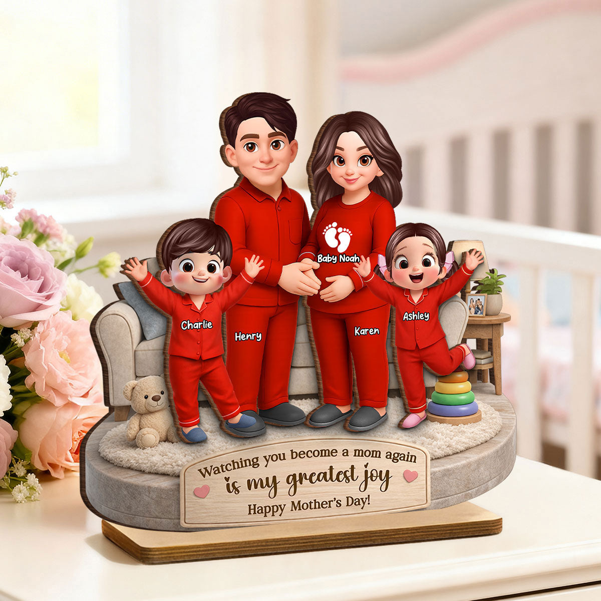 Watching You Be a Mom Again is My Greatest Joy - Personalized 2-Layered Wooden Plaque - Mother's Day Gift for Pregnant Wife