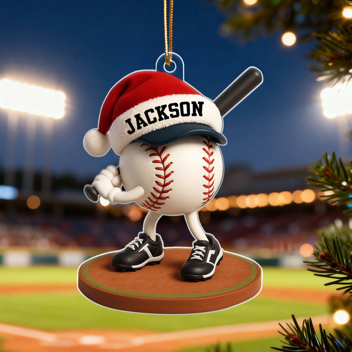 Baseball Player Cartoon 3D Effect - Personalized Acrylic Ornament - Christmas Gift For Teen Boy, Girl, Daughter, Son