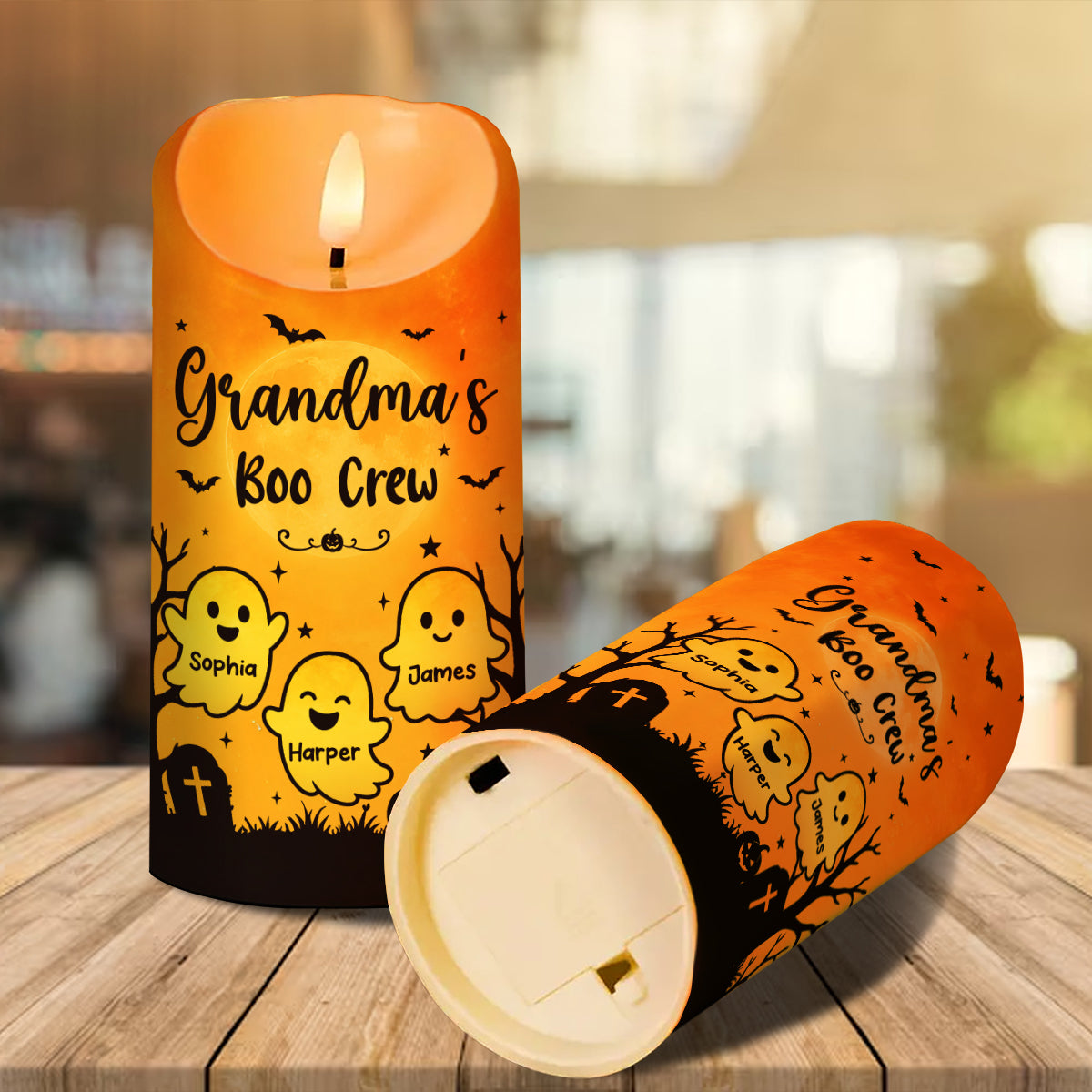 Grandma's Little Boo Crew - Personalized LED Candle - Halloween Decor For Grandma