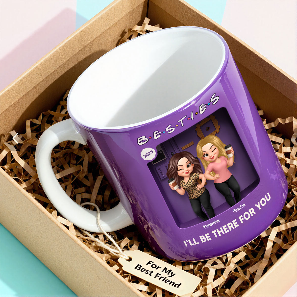 Pretty Girl Best Friends Purple Toy Box Style - Personalized Mug - Gift For Besties