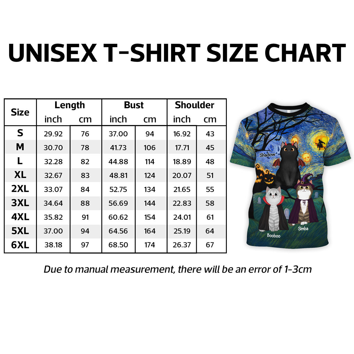 Halloween Starry Night Spooky Cat Personalized Shirt, Purrfect Costume for Cat Lover