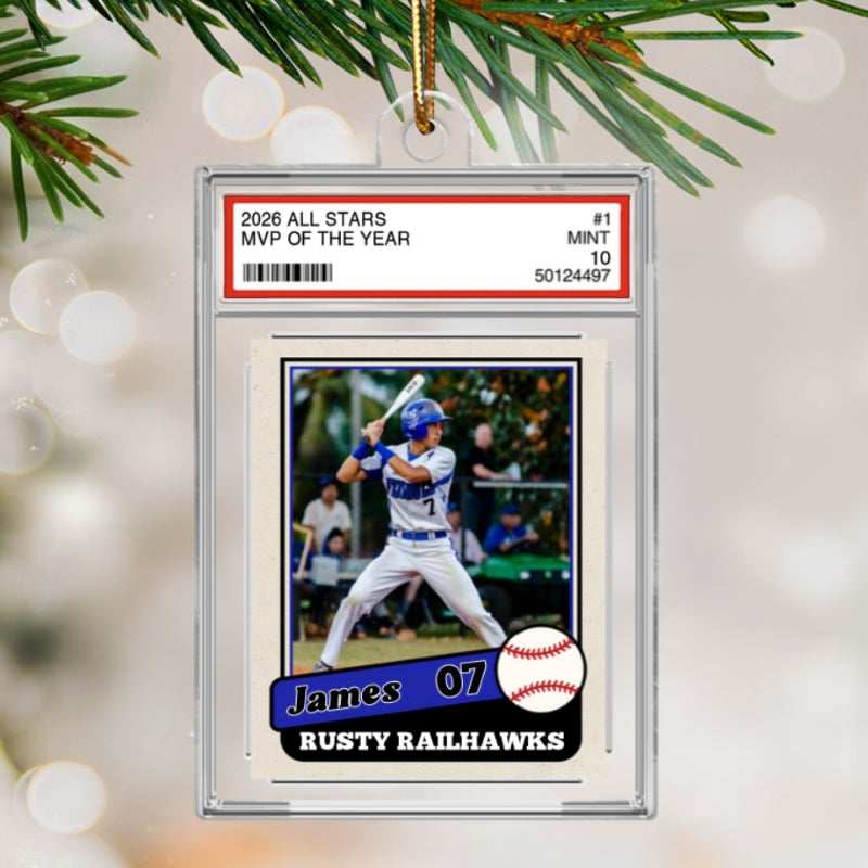 The MVP Sport Custom Photo Trading Card Style - Personalized Acrylic Ornament - Christmas Gift For Teenage, Kid