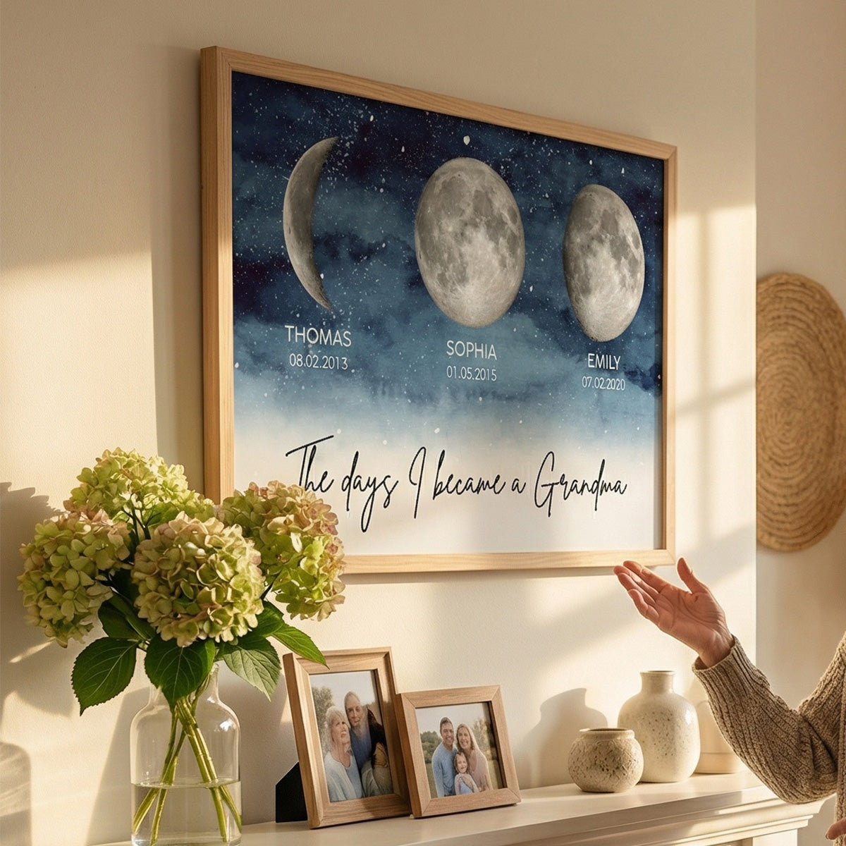 Starry Night The Day I Became A Grandma Custom Grandkids Birth Moon Phase - Personalized Poster - Mother's Day Gift For Grandma