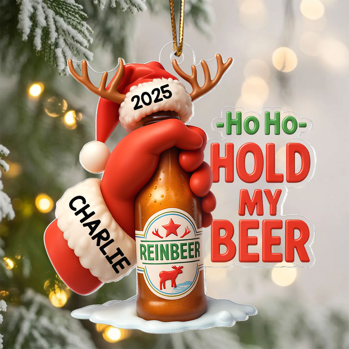 Funny Hold My Beer - Personalized Acrylic Ornament - Christmas Gift for Husband, for Boyfriend