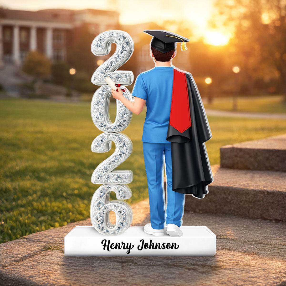 Nurse Senior 3D Crystal Effect 2026 - Personalized Acrylic Block Plaque - Graduation Gift For Seniors, Daughter, Son, Grandkids