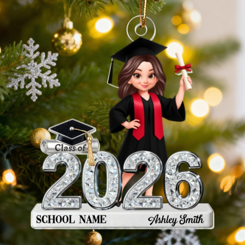 3D Shiny Effect Class Of 2025 2026 Senior - Personalized Acrylic Ornament