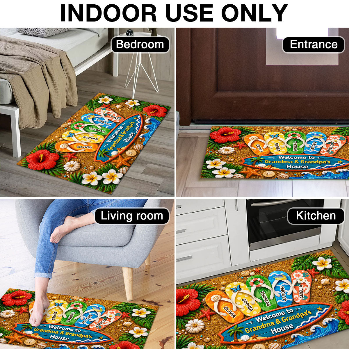 Hello Summer Vibe Welcome To Grandma Grandpa House - Personalized Doormat - Grandparents House Summer Decoration
