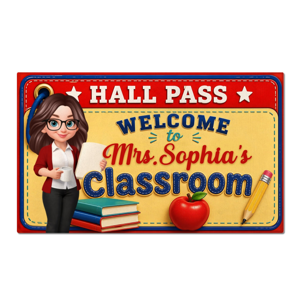 Hall Pass Welcome To Class - Personalized Doormat - Back To School Gift For Teachers, Classroom Decors