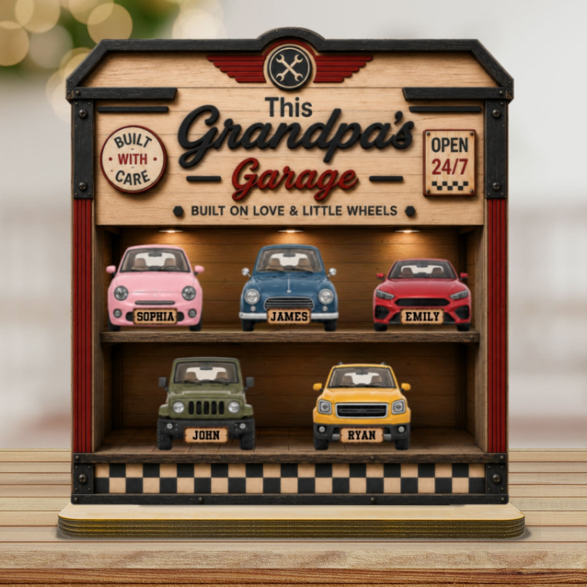 Dad Grandpa's Garage 2D Flat - Personalized Wooden Plaque -  gift for Dad, Grandpa