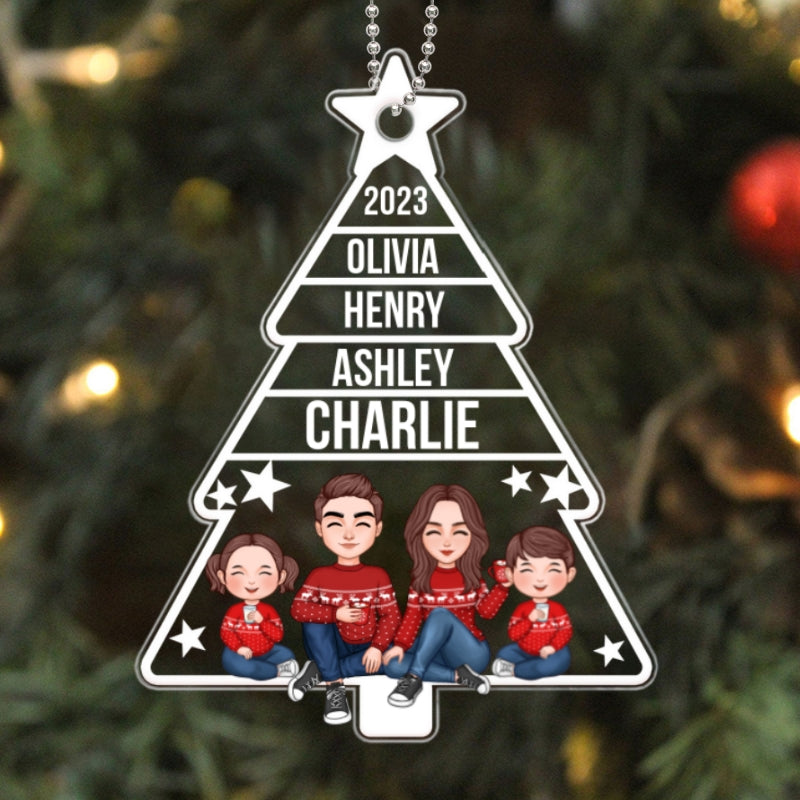Family Christmas Tree Shaped Personalized Acrylic Ornament