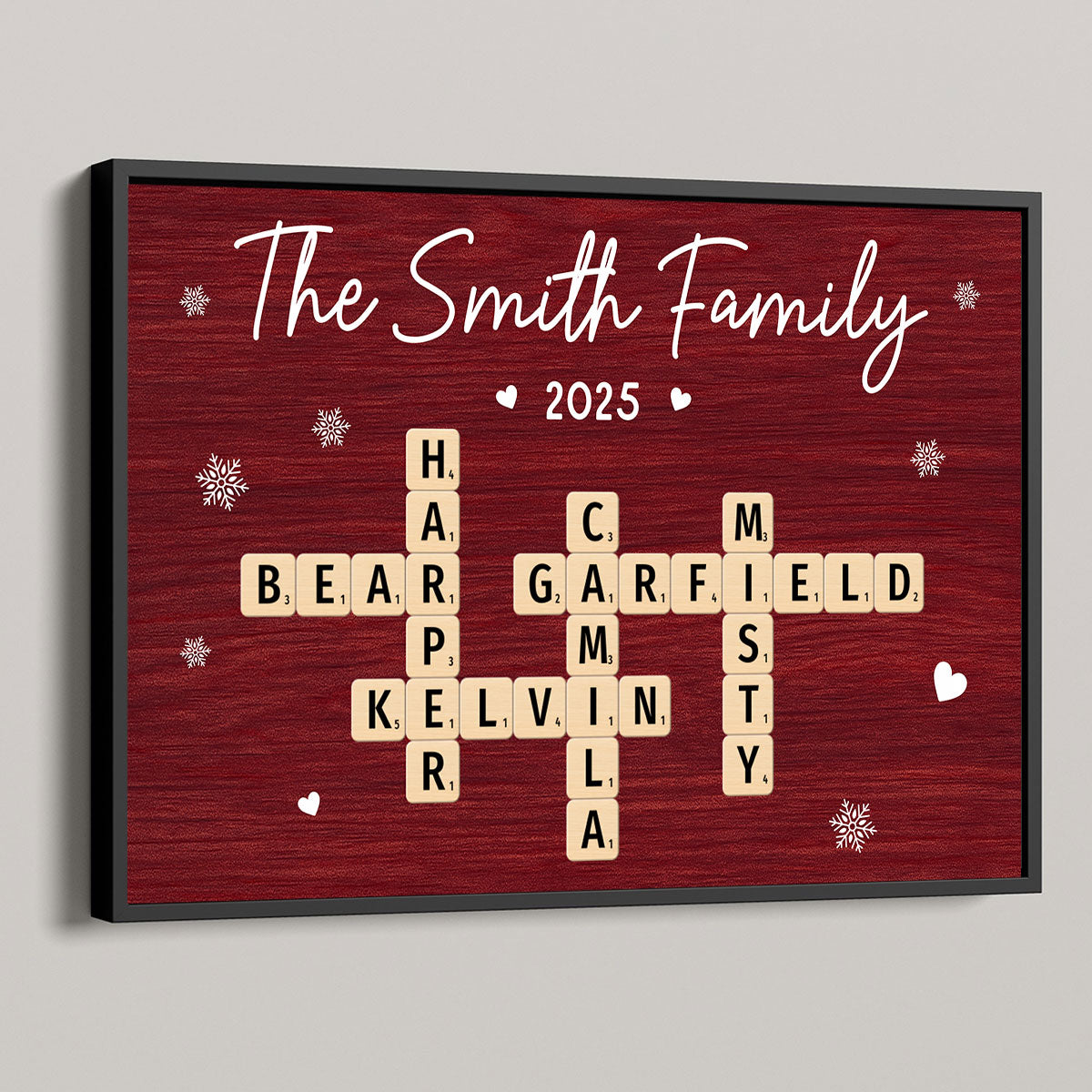 Christmas Family Forever Linked Together Crossword Puzzle Art - Personalized Poster - Gift For Family