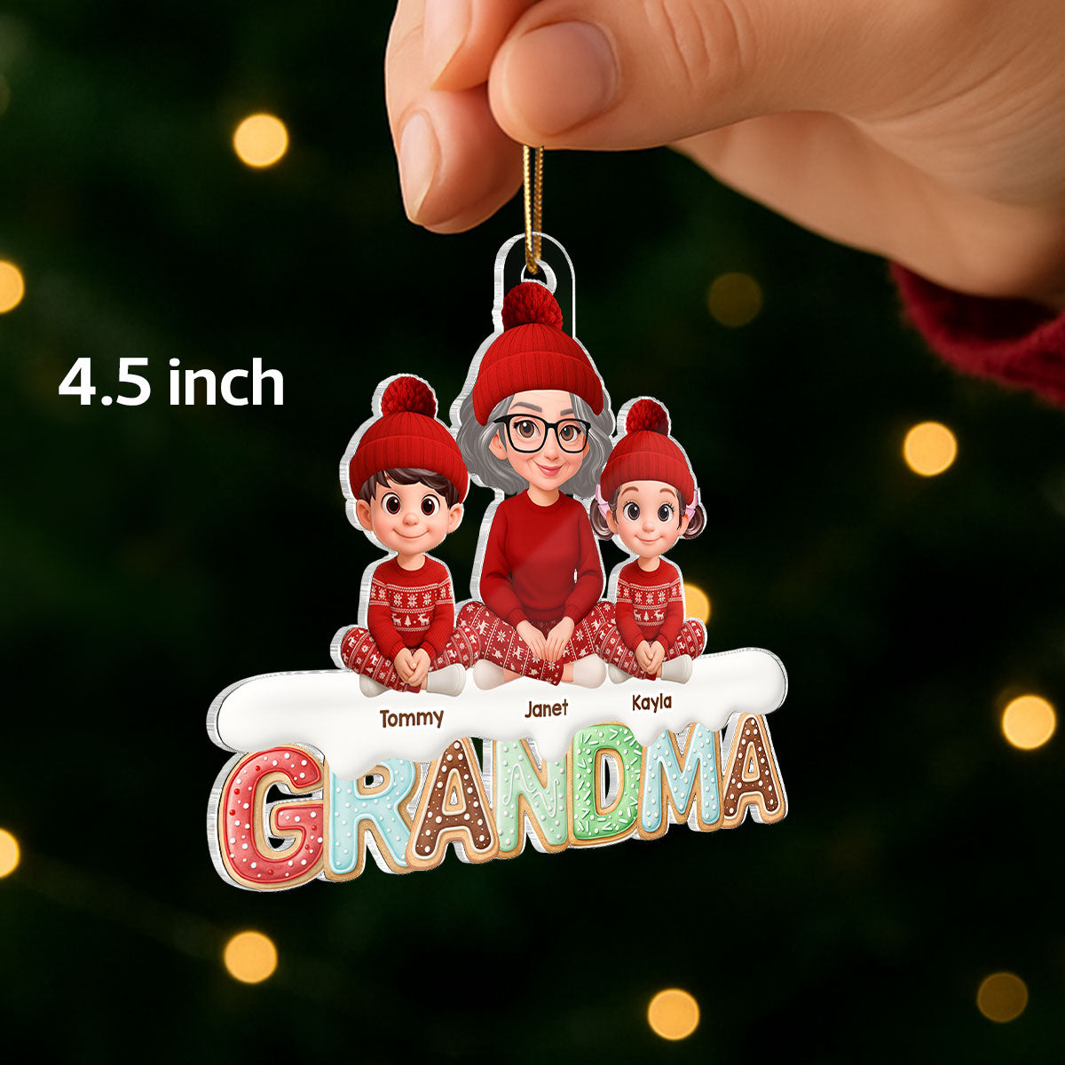 Grandma And Grandkids Custom Christmas Title - Personalized Acrylic Ornament - Unique Christmas Gift For Grandma