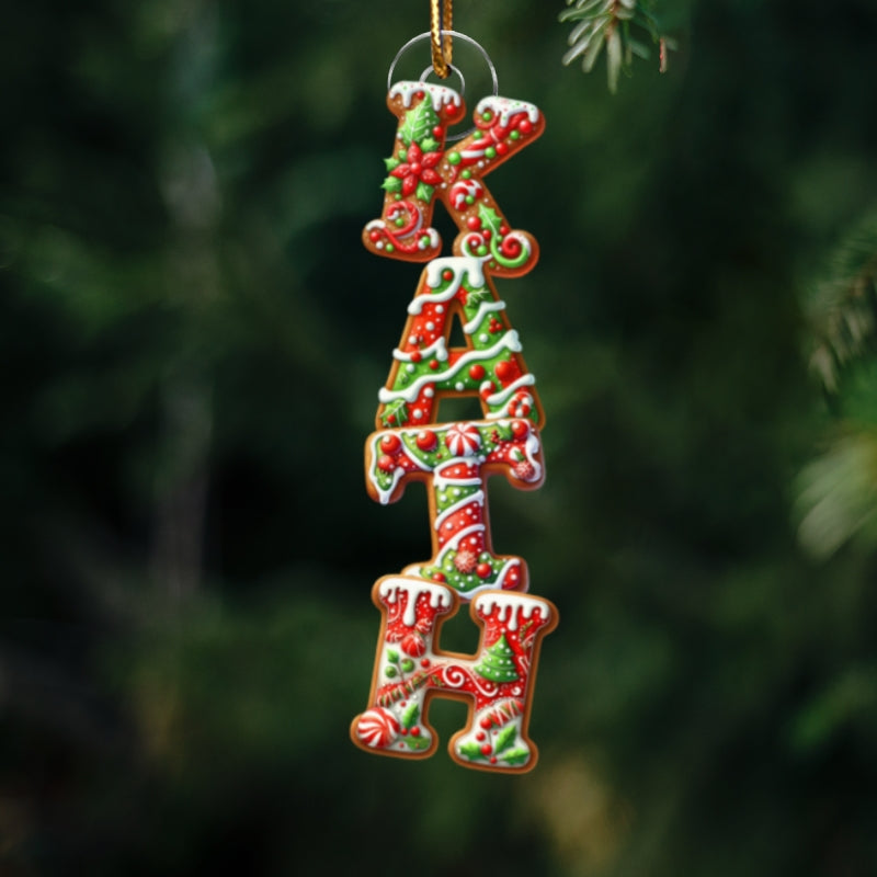 Gingerbread Alphabet Custom Family Name - Personalized Acrylic Ornament - Unique Christmas Gift For Family