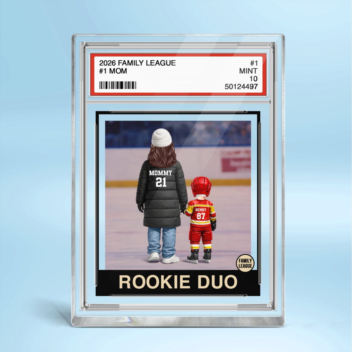 Ice Hockey Mom Kids Trading Card Style - Personalized Acrylic Block Plaque - Gift For Hockey Mom