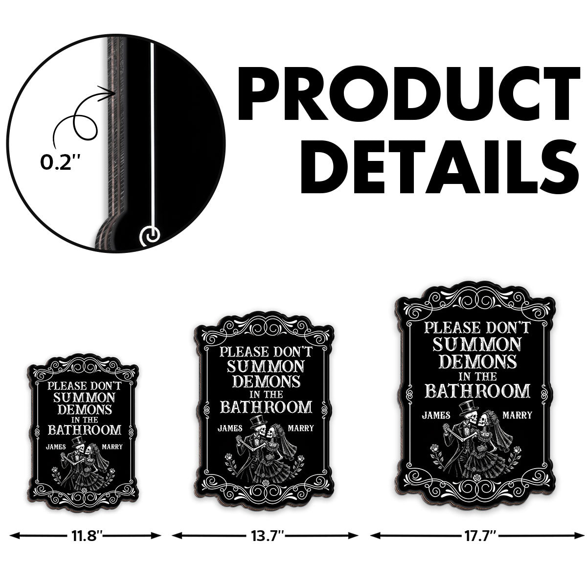 Gothic Couple Please Don't Summon Demons - Personalized Wood Sign - Funny Halloween Gothic Bathroom Decor For Couple